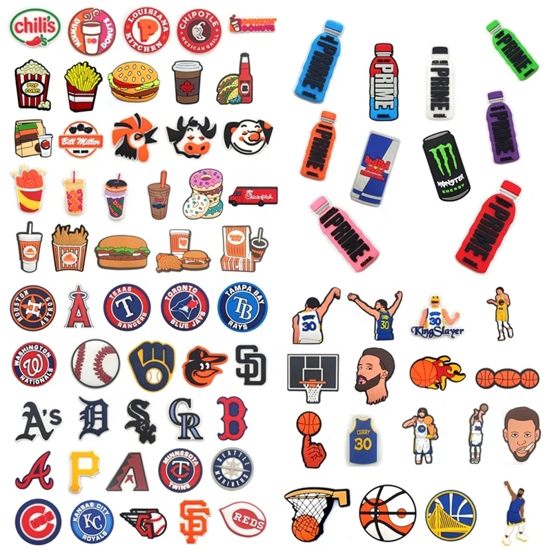2024 Texas Corn Flakes PVC Charm Hamburger French Fries Popcorn Snacks logo Shoe Decorations