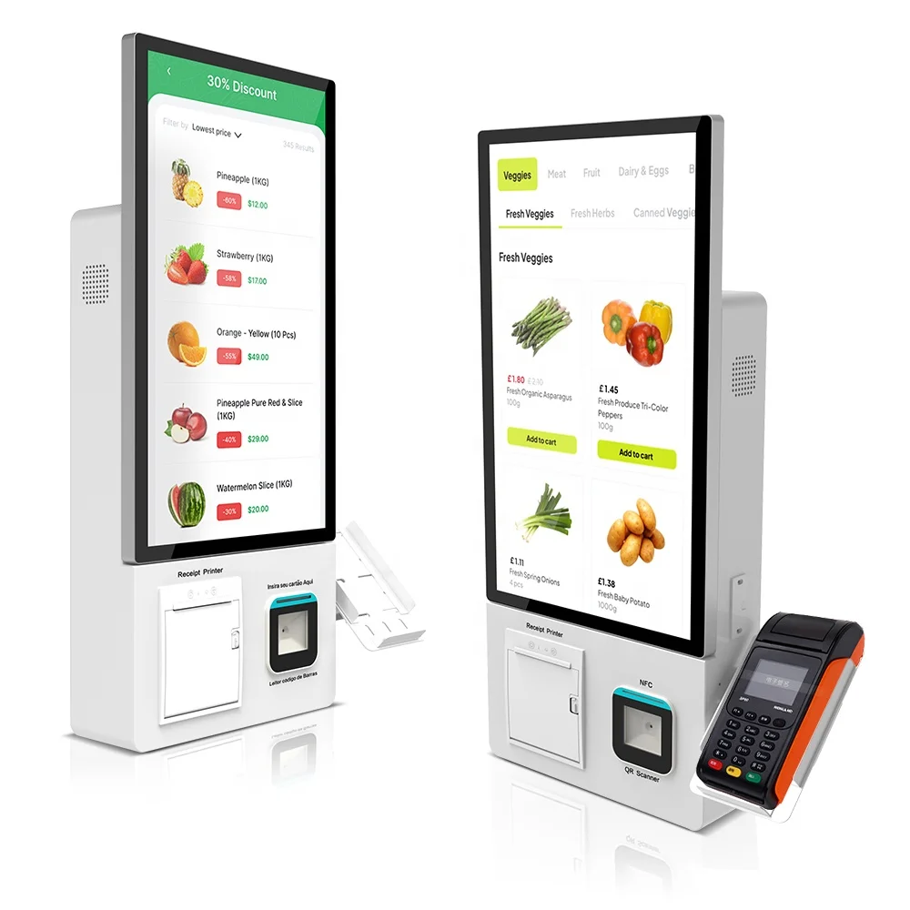 Usingwin Food Kiosk Restaurant Hotel Supermarket Tabletop Kiosk Floor Stand Digital Automatic Self Service Payment Kiosk