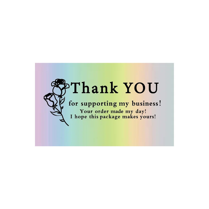 50pcs/pack Thank You Cards For Supporting Small Business Holographic Mini Rainbow Card Business Card For Package Decoration