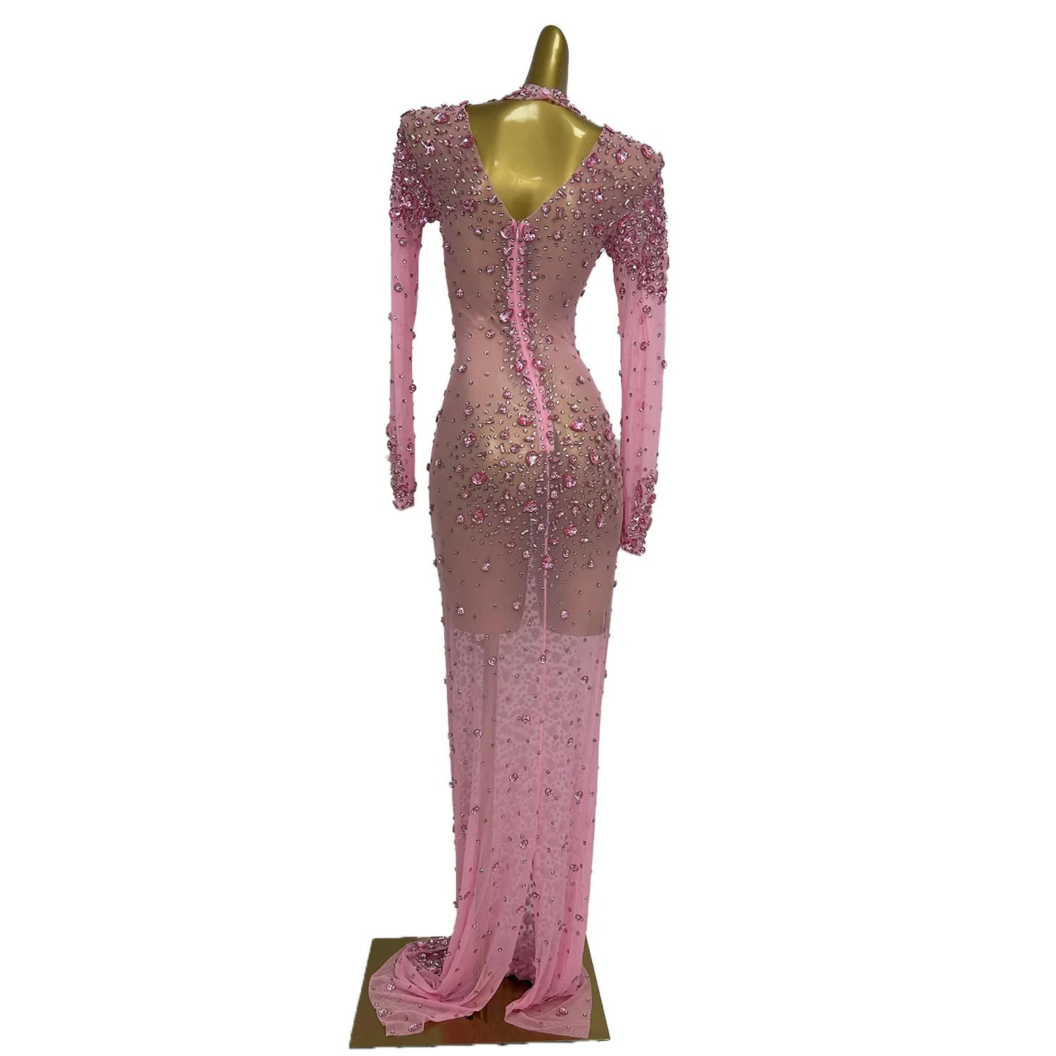 Sexy See Through Diamond Birthday Wedding Dinner Dress Singer Show Costume Long Ball Gown Women Formal Banquet Evening Dress