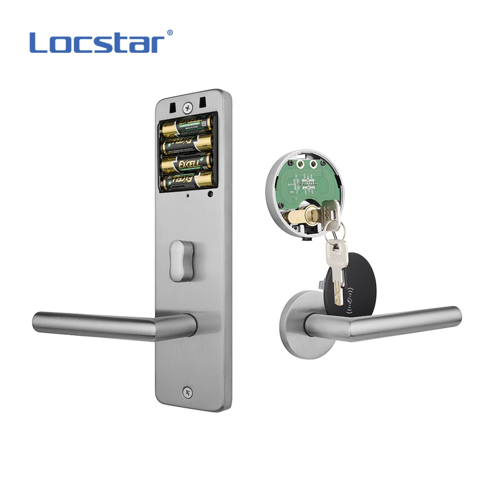 Locstar Security ANSI Mortise Split Intelligent Electronic Keyless Entry Smart Rfid Card13.56Mhz Hotel  Lock