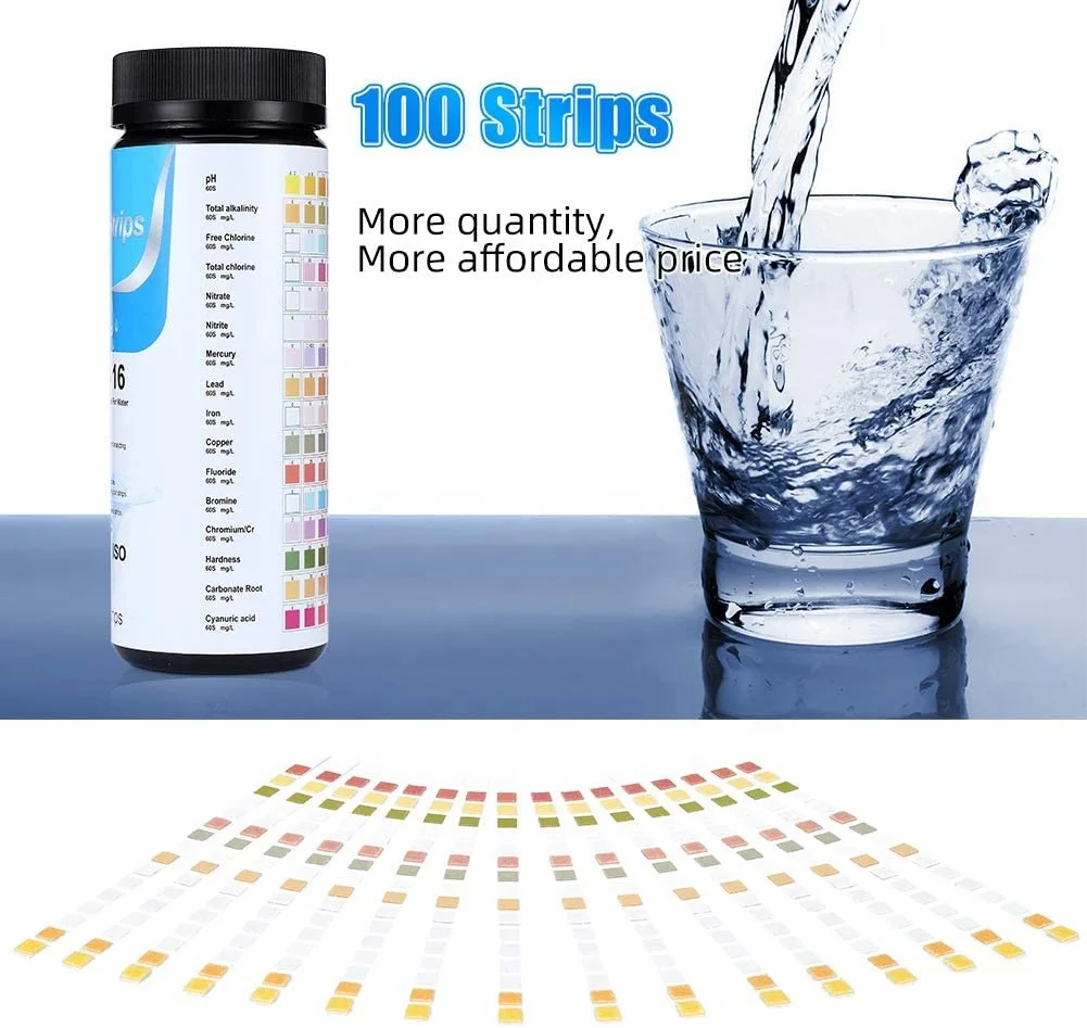 16 in 1 LOW detection Drinking Water Test Kit -  Accurate Test Strips ,14-Way Swimming Pool and Spa Water test strips