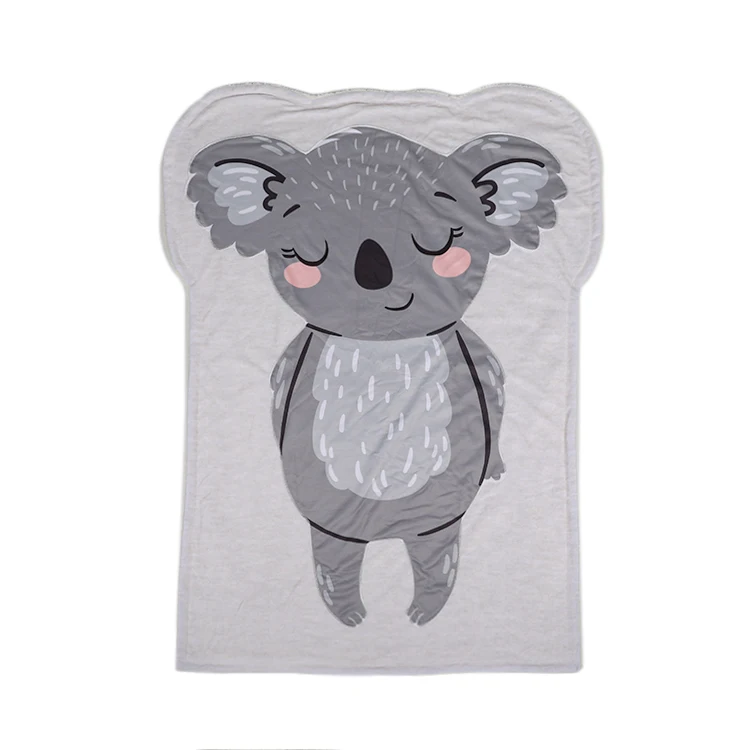 OEM ODM мягкий милый мультяшный персонаж коала портативный маленький путешествие бросать плюшевое толстое теплое микро Норковое шерпа детское одеяло для