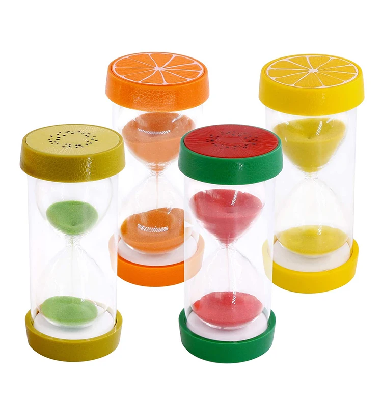 5 minutes colorful fruit cover hourglass sand timer for kids toy