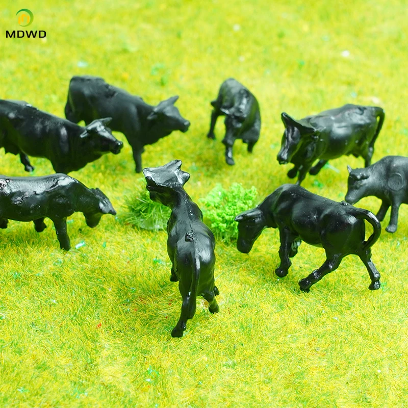 Model Trains Railway HO Scale 1:87 Model Black Cow Animals Painted Figures Train Layout Diorama