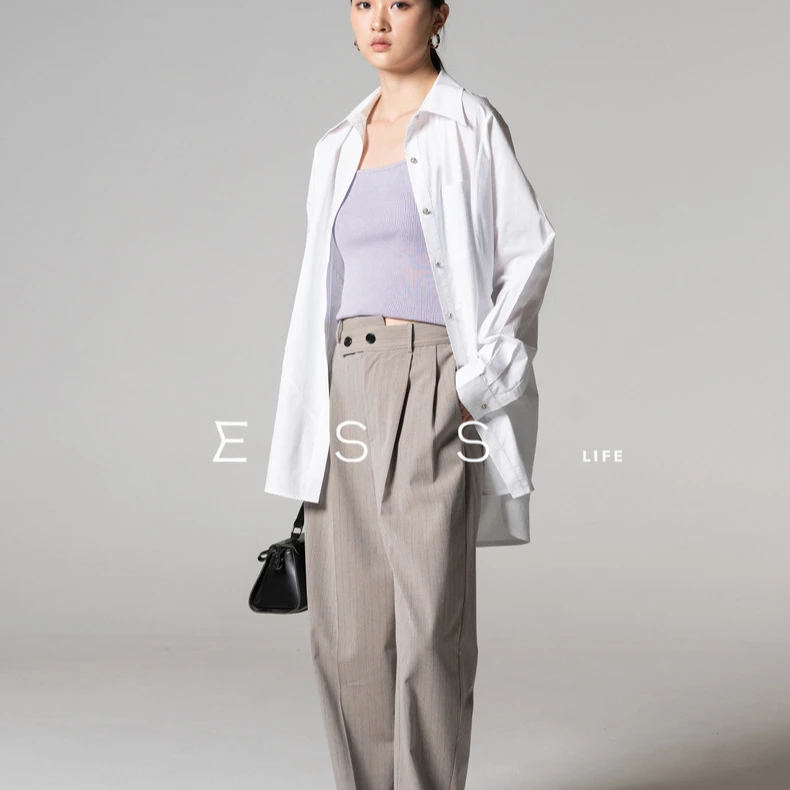 Wholesale Girls Loose fitting White Shirts Cotton High quality sewing Coat