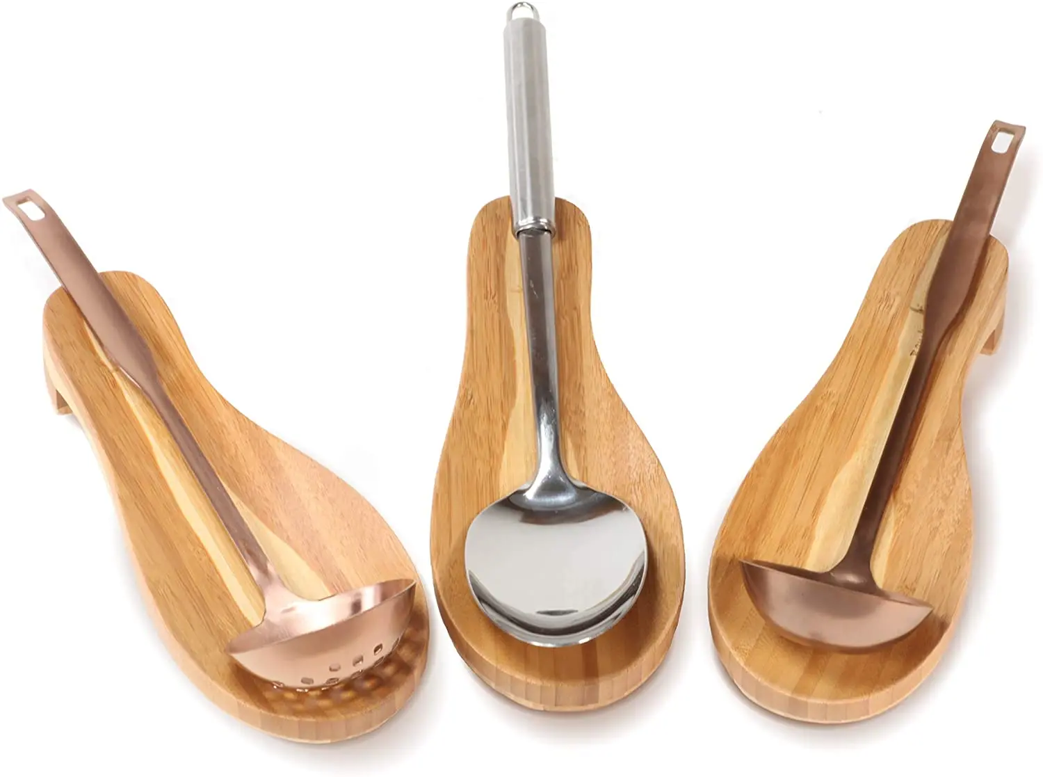 Bamboo Spoon Rest Organic Bamboo Wooden Holder for Spoons, Spatulas, Ladles, Teaspoons
