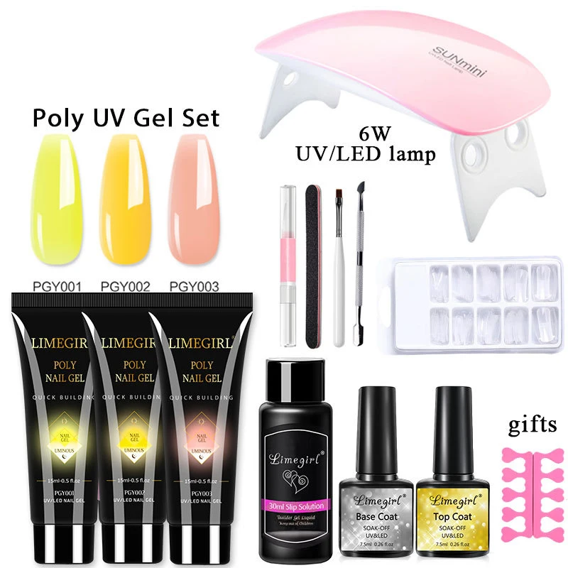 13PCS Quick Extension Nail Kit 6W LED Lamp Full Manicure Set Gel Polygels Set For Nail Tool Kit Poly Nail Gel Set Builder