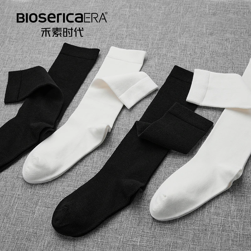 Wholesales Women Over Knee High Sock Antibacterial Lady Slouchy Socks Thigh High Cotton Socks Black White for Girl Dress Custom