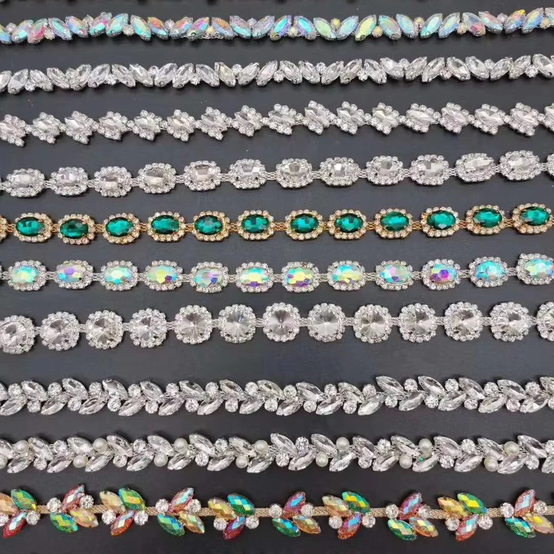 Bling Rhinestone Cup Chain Trim Sparkling Crystal Buckle Decorative Special-shape for Connector dress accessories