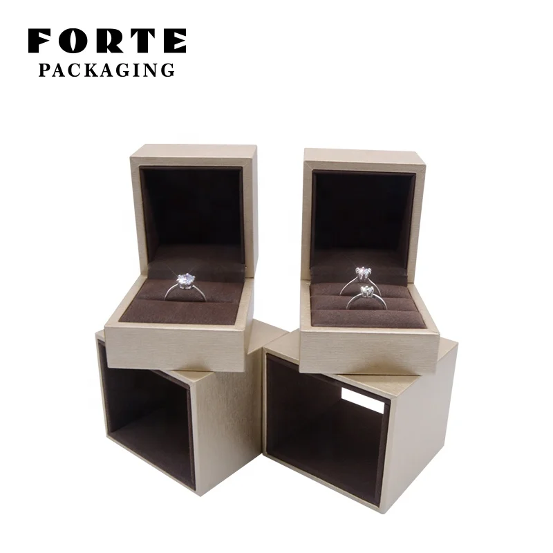 
FORTE cajas para joyas gold creative eco paper custom logo drawer jwellery box jewelry necklace packaging double ring box 