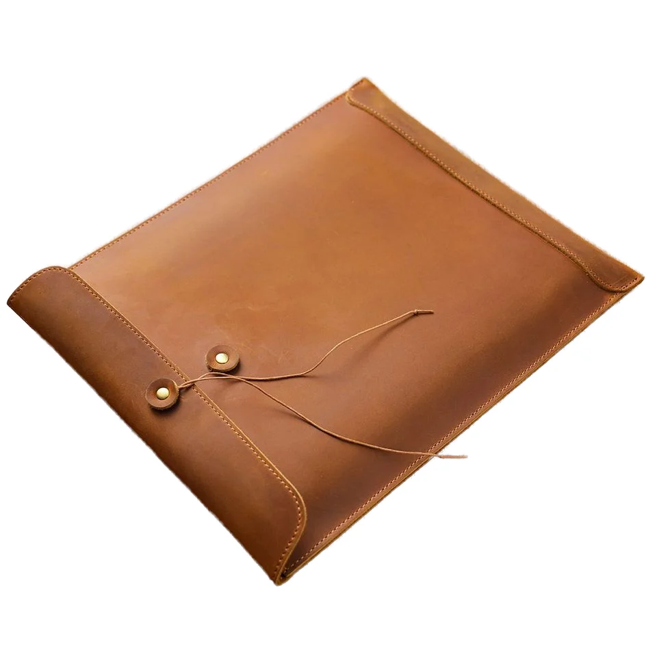 Boshiho Portable Vintage PU Leather Briefcase Fashion Office Paper Organizer Large Capacity for Storing Documents Data Contracts