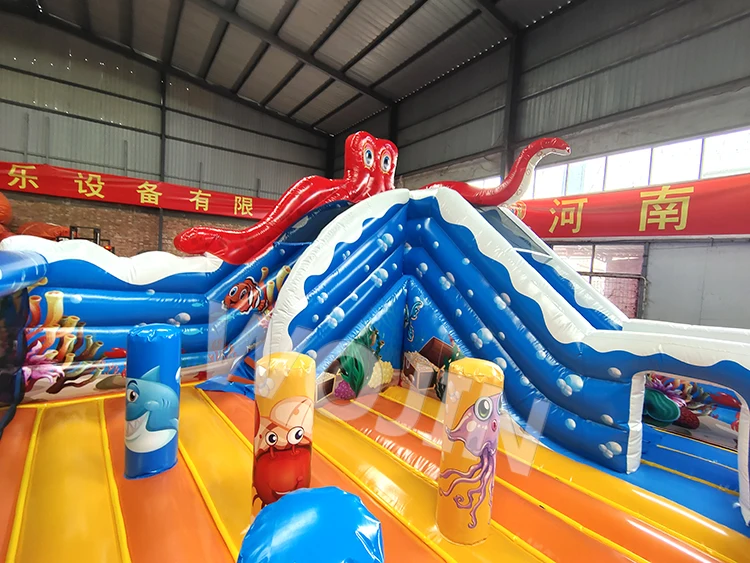 Big fun park city trampoline bouncer inflatable bouncy castles park jumping bed for commercial business