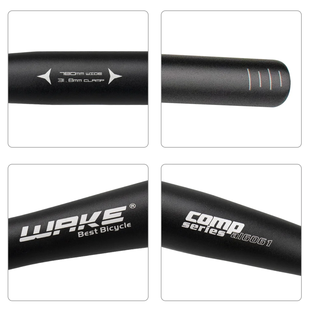 WAKE 31.8mm*780mm Mountain Bike Road Bike Handlebar Aluminum Alloy Flat Bar Riser Bar  Bike Handlebar Accessories