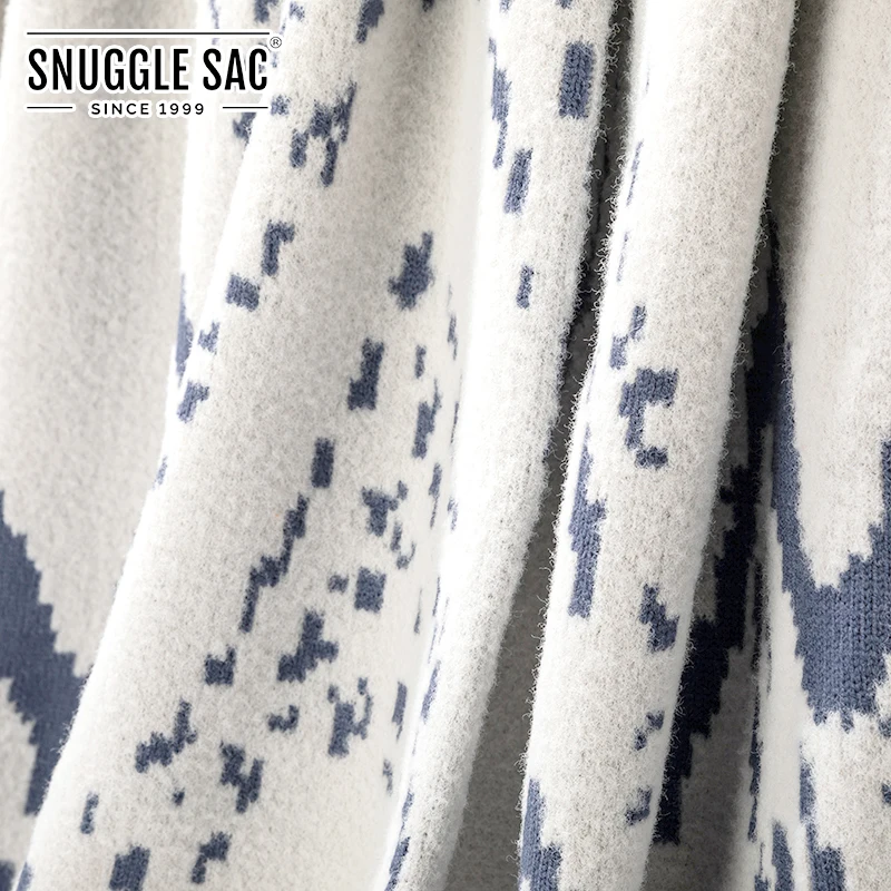 
Snuggle Sac Air Feel Double Sided Luxury Chunky Knit Throw Blanket Handmade Knitting 