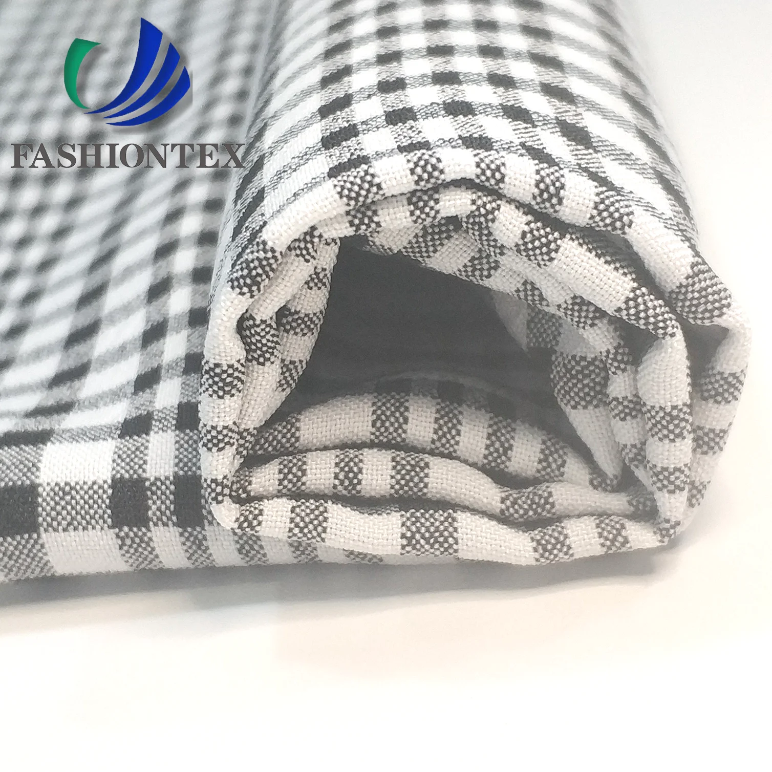 Fashiontex 150D black and white plaid plain shirting fabric suit 100% polyester luxury jacquard fabric
