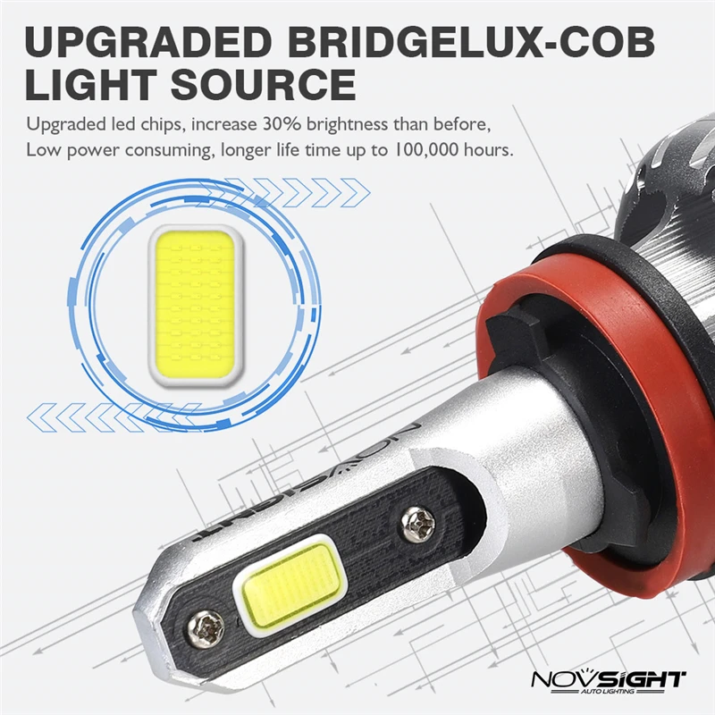 Led headlight C6 plus Novsight N12 10000lm 72W h4 h7 Led headlight lamp auto lighting system reflector / projector led bulbs H4