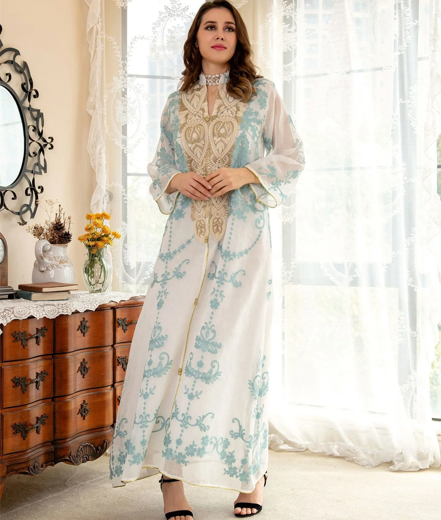 Moroccan Caftan Muslim Woman Dress Eid 2022 Embroidered Turkey Arabic Oman Dubai Islamic Abayas Dresses Evening  Kaftan