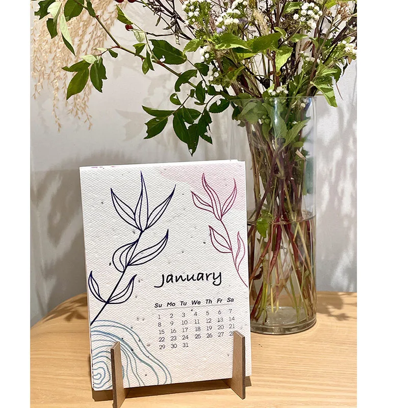 Eco-friendly Promotional Gift Compostable Papers Table Cards Plantable Seed Paper Calendar