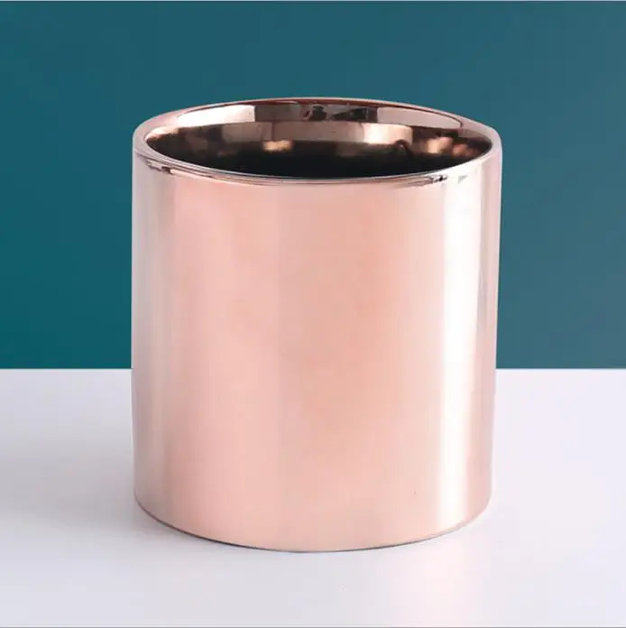 Wholesale golden electroplating Nordic succulent potted hydroponic flower pot ceramic ornaments