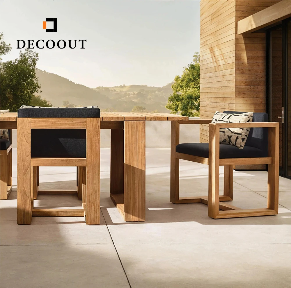 Decoout Excellent Quality Teak Solid Wooden Dining Table Set 6 8 Seater Outdoor Furniture Dining Table and Chairs