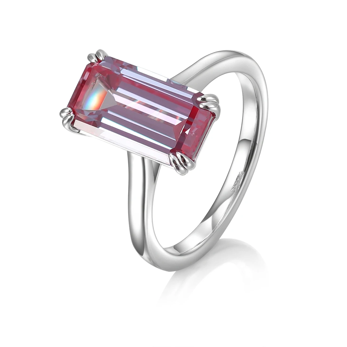 925 Sterling Silver Emerald Cut Alexandrite Ring Wedding Alexandrite Gemstone Jewelry Set for Parties Inlay Technology