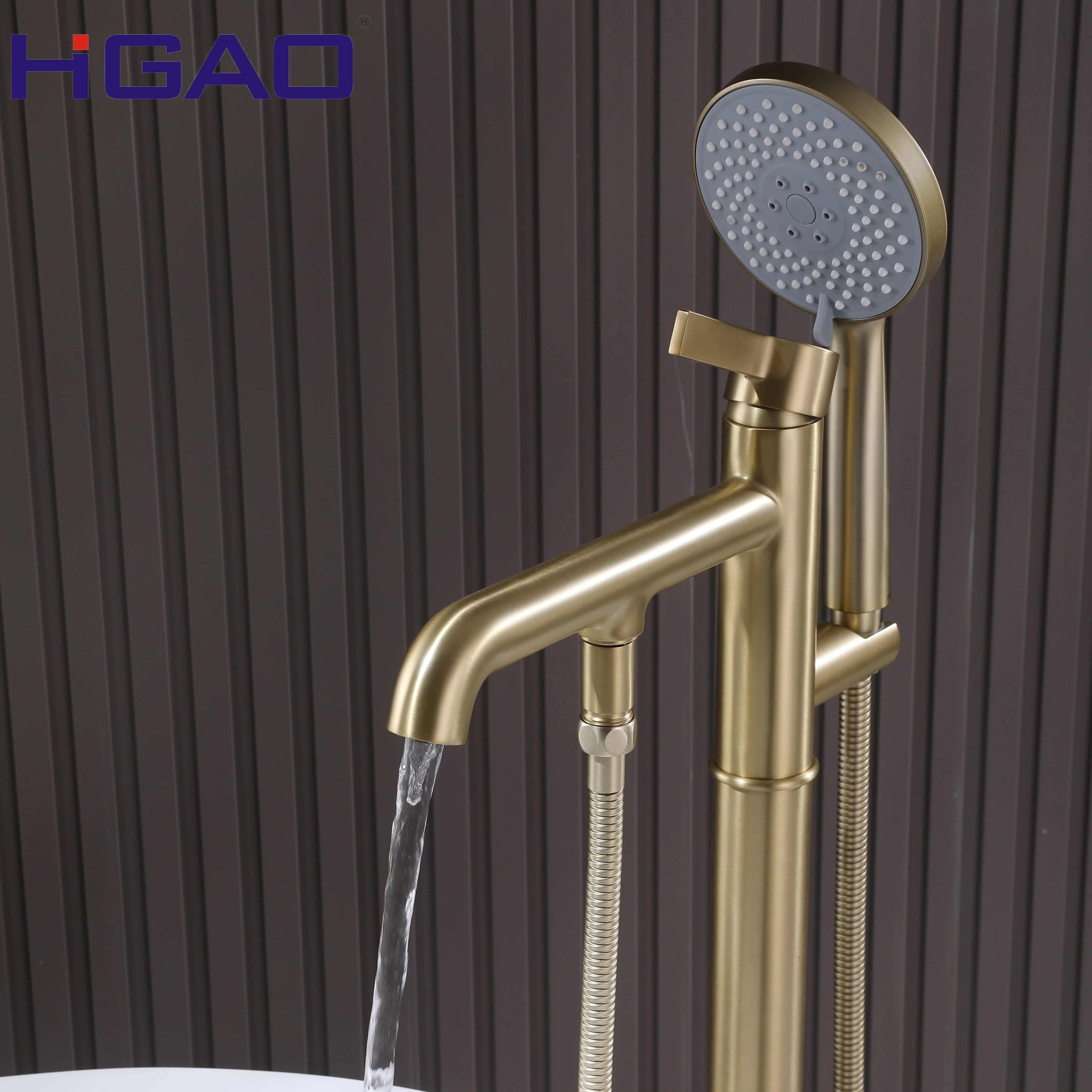 New Design Smart Bath Faucet Brushed Gold Standing Mixer Taps Cold Hot Water Bath Mixer Tap Brass Zinc Alloy Ceramic Bathroom