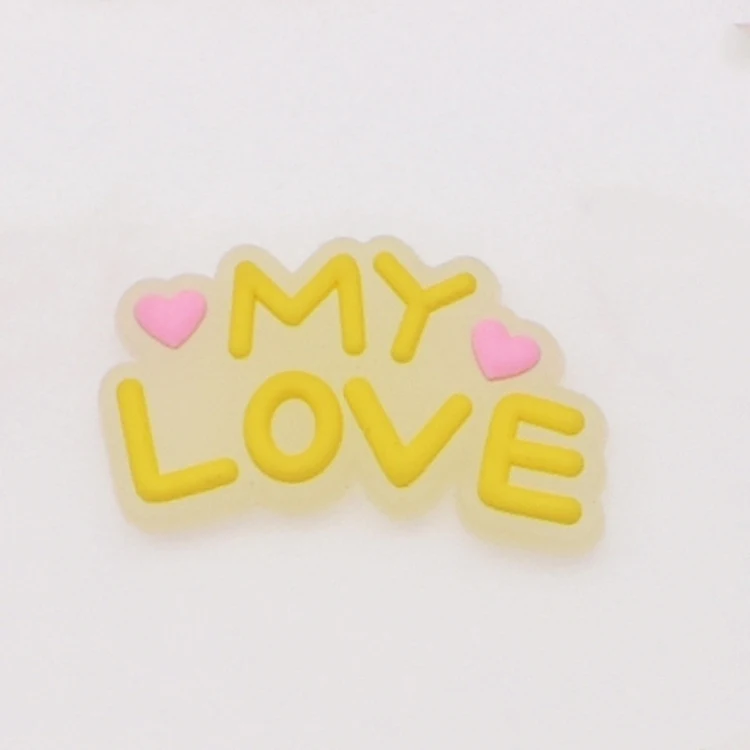 Custom Design 3D Laser 5 Panel logo Glow in Dark love Vip Kiss Oops Pvc Soft Rubber Patch for Clothing Bags Shoes