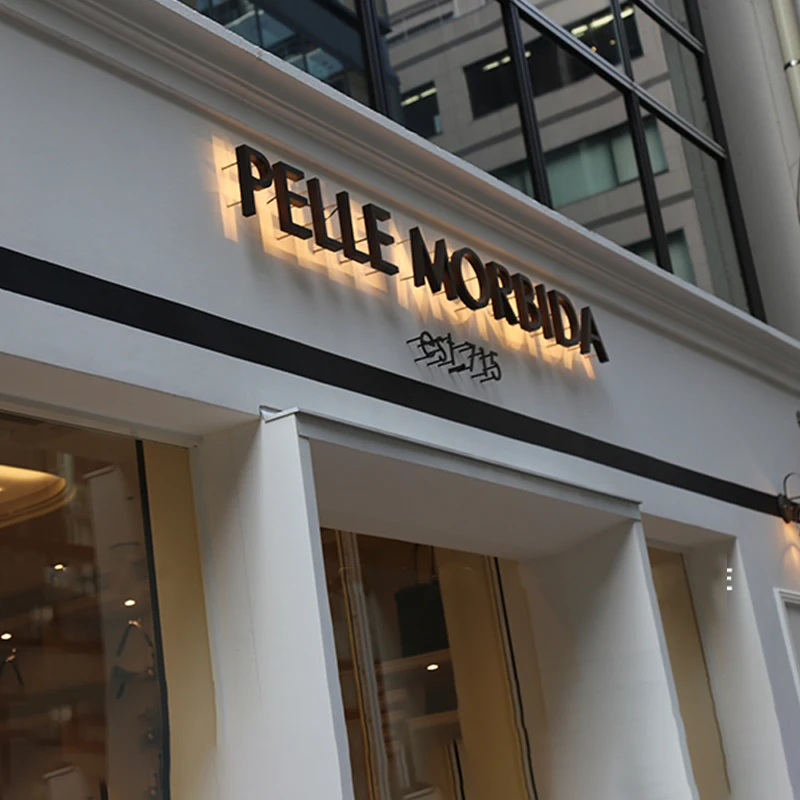 Customized company hotel image wall logo sign back luminous letter led logo sign