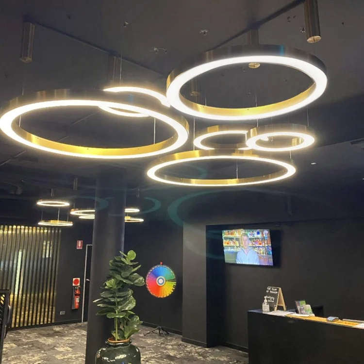  ETL SAA CE Modern Luxury Custom Design Chandelier Light Circle Round Ring Hanging Dimmable Circular LED Pendant