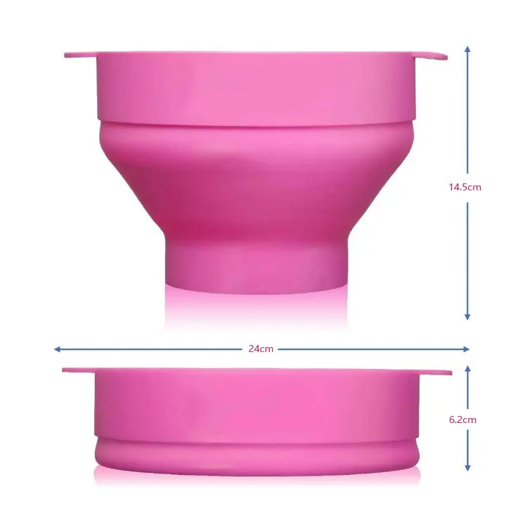 Customized Food Grade Colors Collapsible Silicone Rubber Popcorn Bucket With Lid Microwave Popcorn Popper Maker