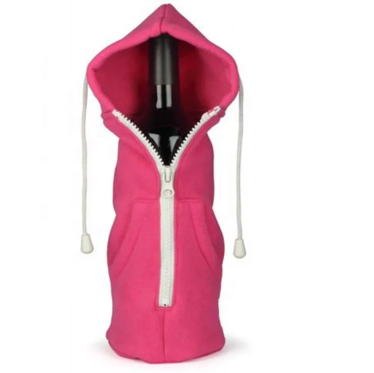Hoodie Wine Bottle Holder With Zip Closure