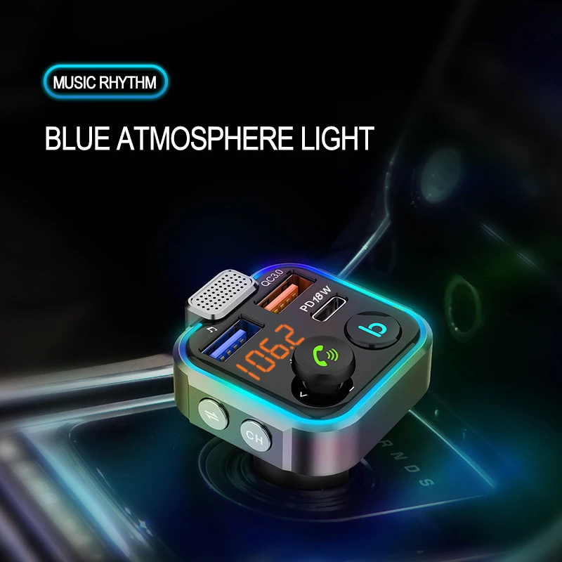  QC3.0 PD 18 Вт зарядное устройство Bluetooth 5 0 автомобильный fm-передатчик одна кнопка Бас mp3-плеер внешний большой микрофон музыкальный