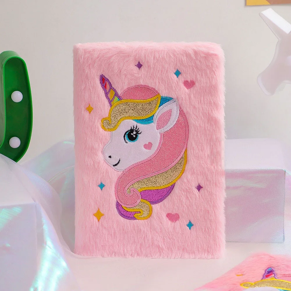 2024 Hot Selling Cute Plush Cover A5 Diary Notebooks Wholesale Custom Girls Cartoon Soft Plush Notebook