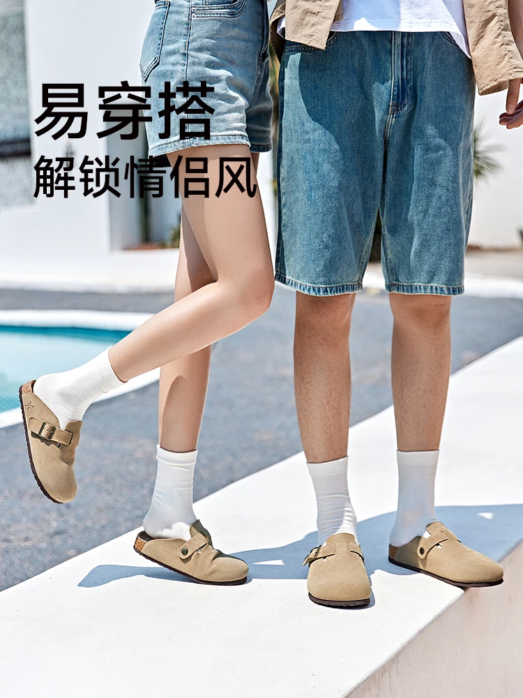 Fashion Walking Styles Casual  Shoes  Unisex Suede Upper Cork Soled Birkenstocks Platform Slippers