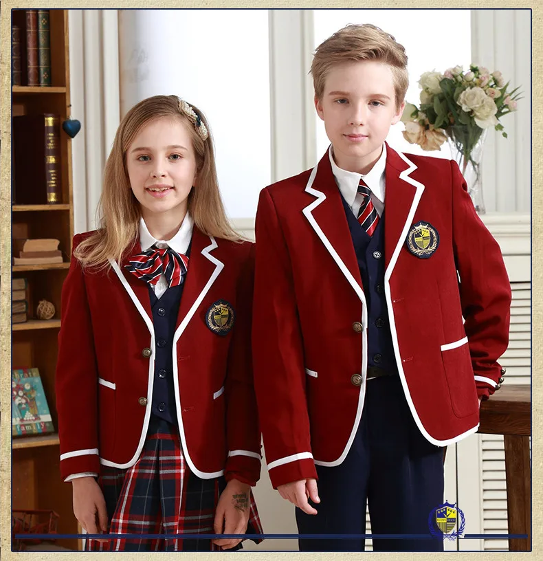 Custom Middle School Boys And Girls School Uniform Boys Blazers with Shirts