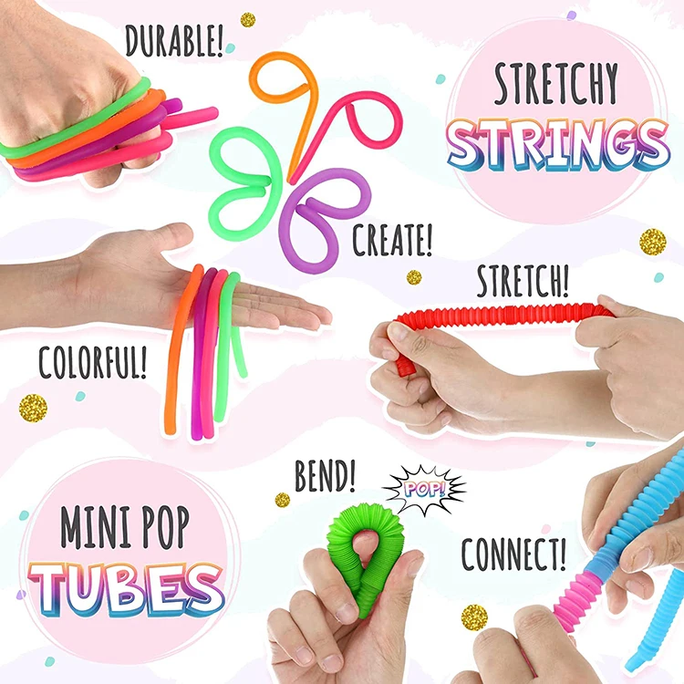 25 Pcs Stress Relief Popper Fidget Pack Sensory Fidget Toy Set with Infinity Cube Marble Mesh Fidgets Box
