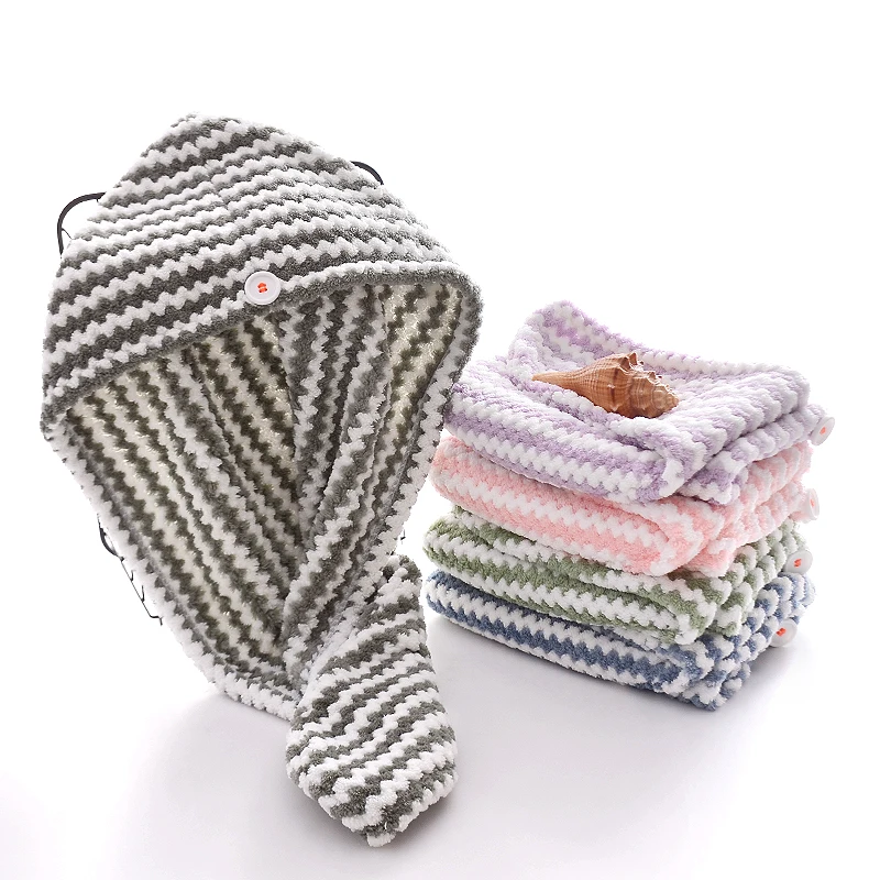 Magic bathroom shower cap microfiber hair wrap towel long hair wrap towel double layer curly hair drying turban towel