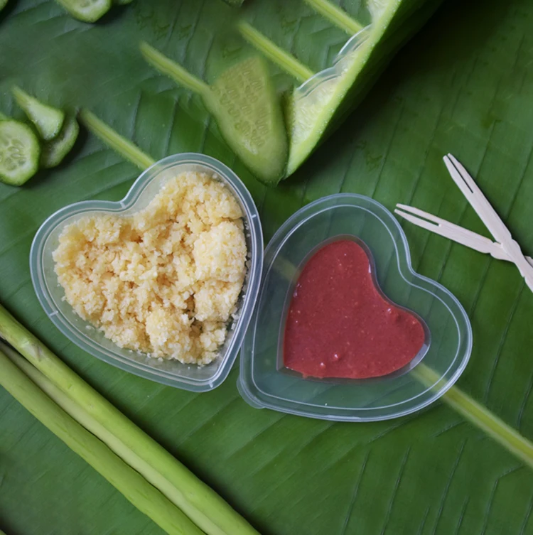 clear plastic jelly pp dessert cup for sauce portion heart-shaped