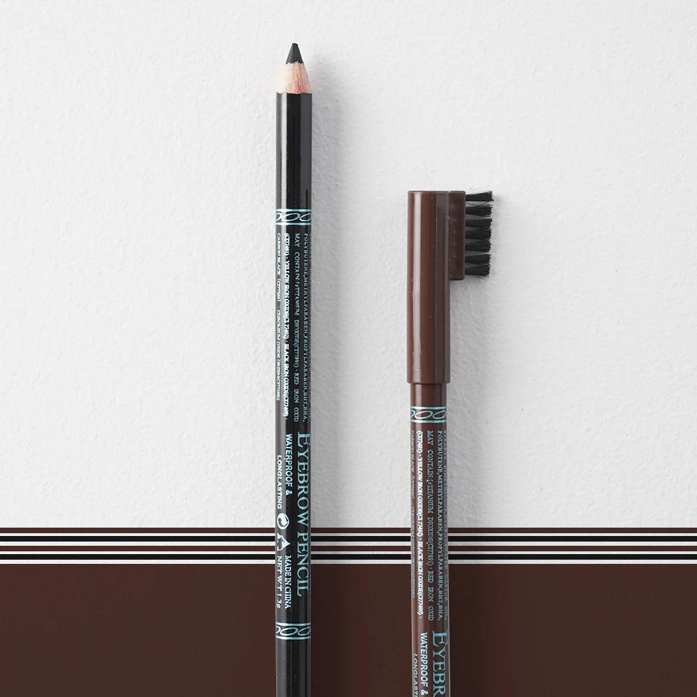 Menow P10021 makeup wood eyebrow pencil with brush Black eyebrow pencil