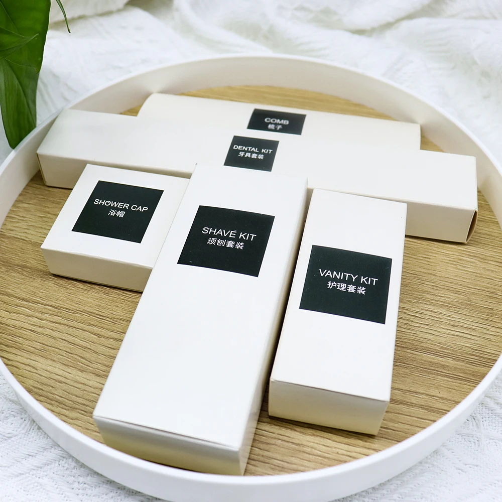 Custom Luxury OEM Disposable Biodegradable Guest Toiletries Kit Accessories Set for Hotel Amenities