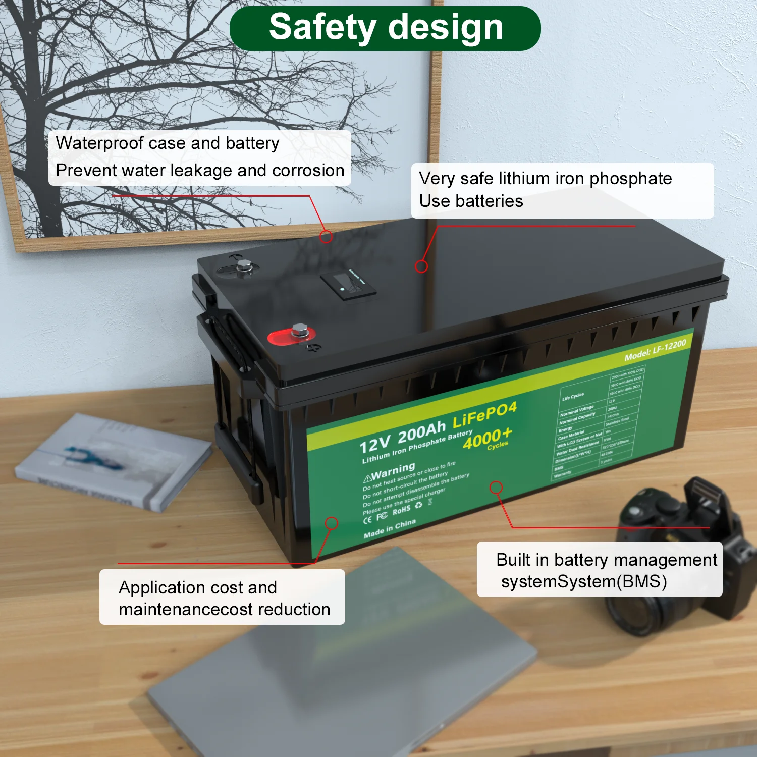 Replacement Lead Acid Directly 4000 Deep Cycle EV RV Plastic Phosphate Battery Solar Lifepo4 Lithium ion Battery Pack 12v 200ah