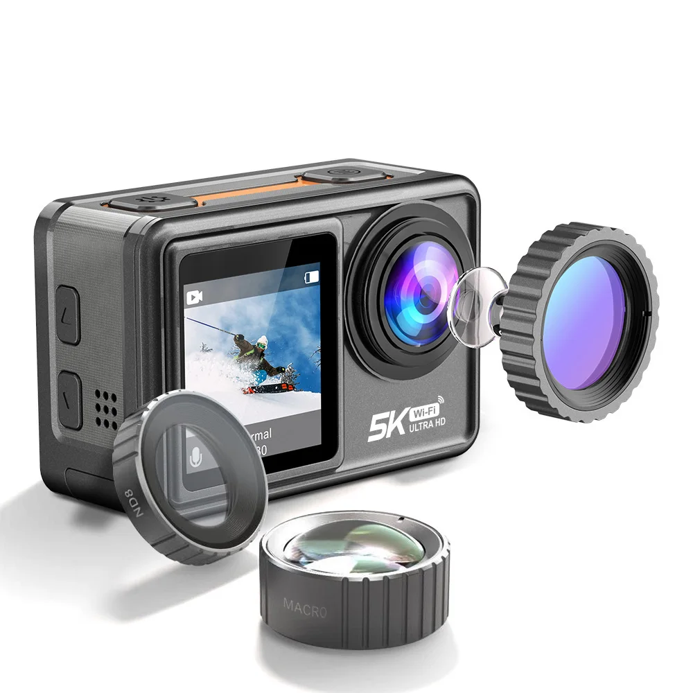 5KFPS 30FPS  Dji osmo style high end underwater EIS sport camera 5k action camera with remote control for drone