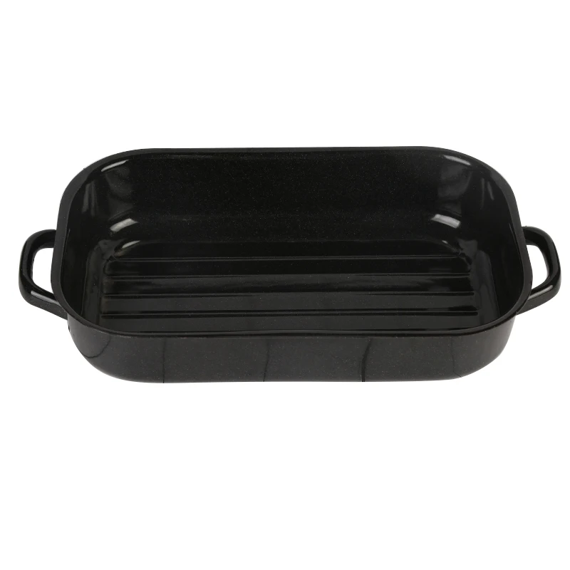 Wholesale black square enamel baking pan custom made baking tray for oven