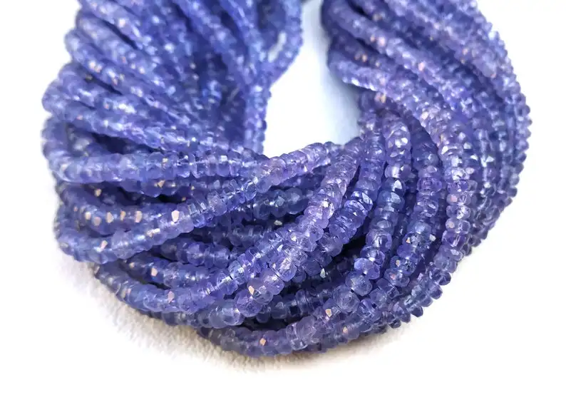 High Quality 16 Inch Long Natural Blue Tanzanite Gemstone Faceted Rondelle Making Jewelry Beautiful Necklace
