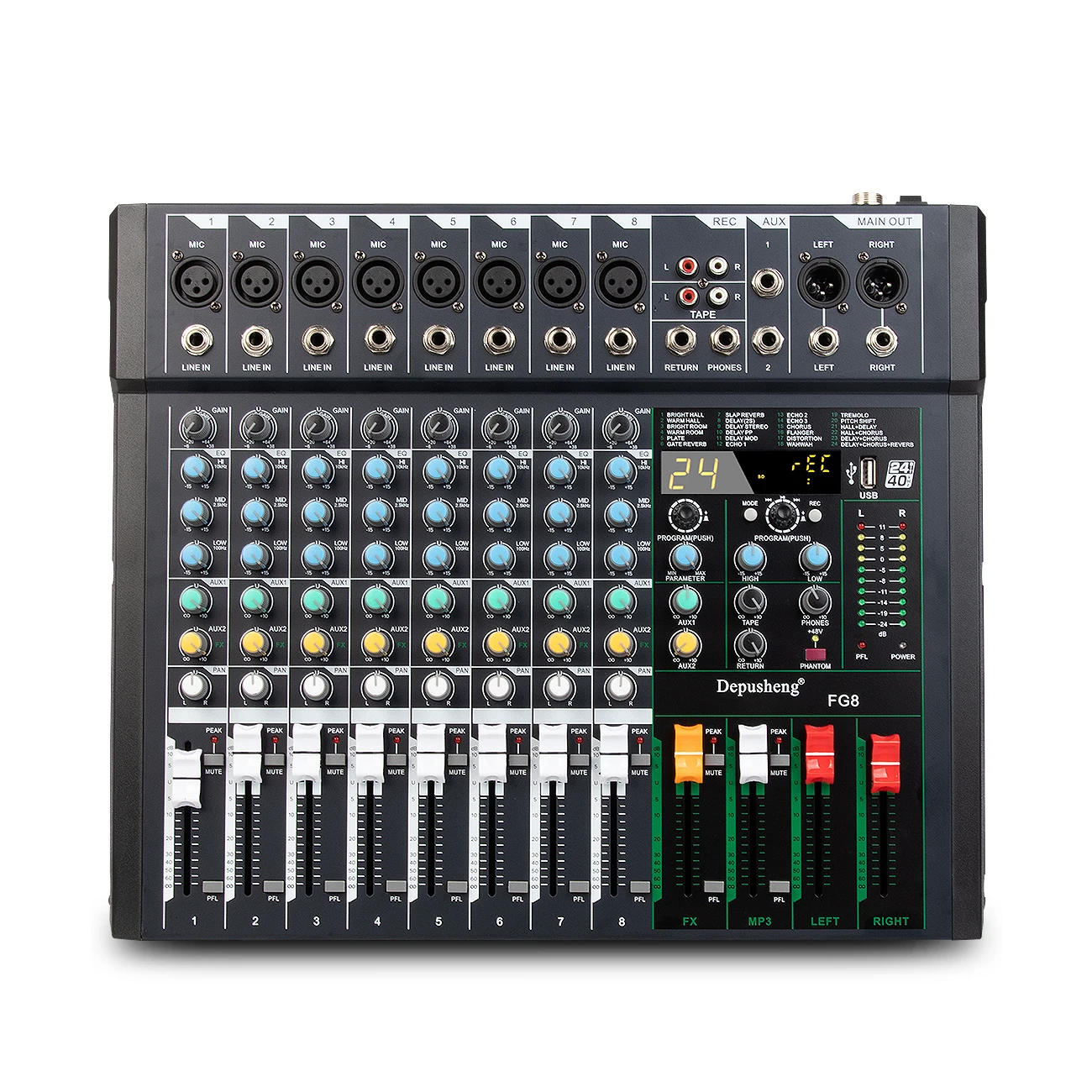 Depusheng FG8 Лидер продаж для выступлений на сцене 48В 8 канальный цифровой DJ микшерный