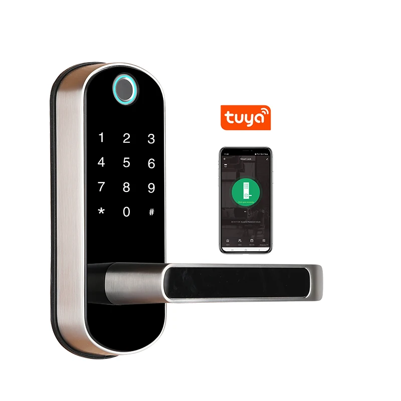 
 Economic model aluminium alloy electric smart  locks dead bolt security door lock with fingerprint scanner  