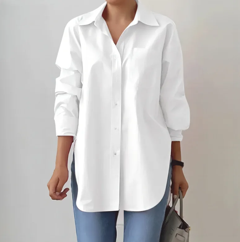Fashion Long Sleeve Solid OL Shirts Autumn Women Blouses Oversize Causal Loose Tops Mujer Elegant Buttons Up Work Blusas