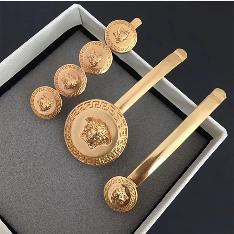Popular Baroque Hair Pins Medallion Gold Coin Hairpins Gold Medusa Barrette Korean Hair Accessories Hair Clip For Women