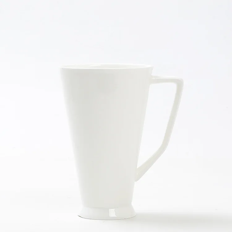 Double Open Model White Blank Fine Bone China Porcelain Round Coffee Mug Custom Logo Decal Print